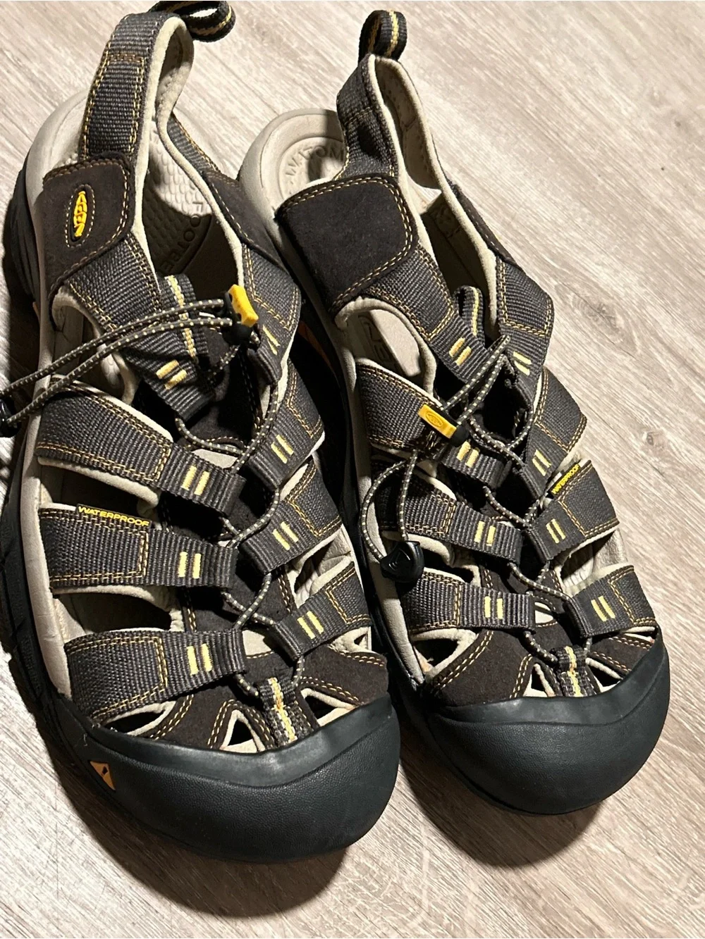 Keen Brown and Yellow Men's Closed-Toe Hiking Sandals